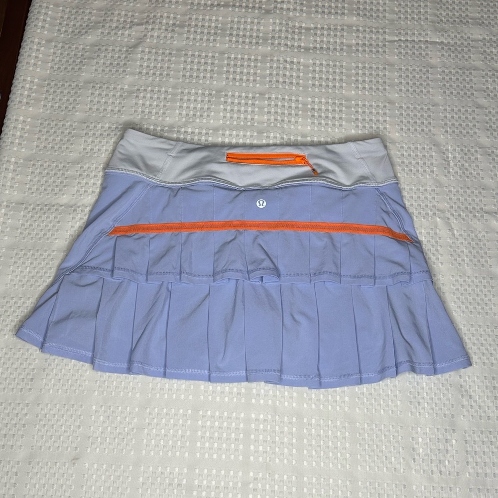 lululemon athletica Light Blue Mini Skirt with Orange Details
